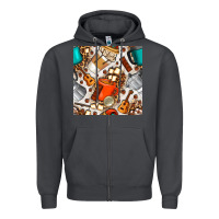 Smoke camping coffee cups marshmallow and moka pot with leopard seamless pat Zipper Hoodie - BundleAndBundleShop