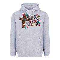 Heather Grey jesus is my valentine Heavyweight Hoodie - CowhideDigitalArt