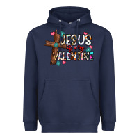 Navy jesus is my valentine Heavyweight Hoodie - CowhideDigitalArt