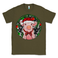 Army Green Sitting Pig Christmas Classic Tee - RanaPortraitStore