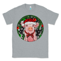 Heather Grey Sitting Pig Christmas Classic Tee - RanaPortraitStore