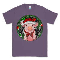 Lavender Sitting Pig Christmas Classic Tee - RanaPortraitStore