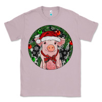 Lilac Sitting Pig Christmas Classic Tee - RanaPortraitStore