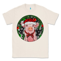 Natural Sitting Pig Christmas Classic Tee - RanaPortraitStore
