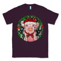 Plum Sitting Pig Christmas Classic Tee - RanaPortraitStore