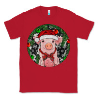Red Sitting Pig Christmas Classic Tee - RanaPortraitStore