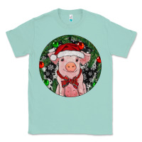 Seafoam Sitting Pig Christmas Classic Tee - RanaPortraitStore