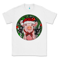 White Sitting Pig Christmas Classic Tee - RanaPortraitStore