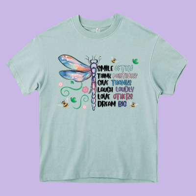 Dragonfly Smile Tink Give Laugh Love Dream Heavy Core Tee Designed By Maliassmallbusiness