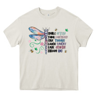 Cream dragonfly smile tink give laugh love dream Heavy Core Tee - MaliasSmallBusiness