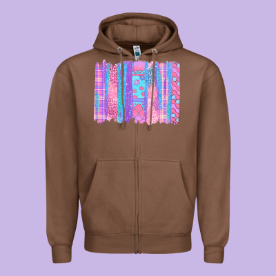 Pink Easter Brushstrokes Zipper Hoodie Designed By Bundleandbundleshop