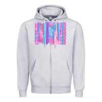Heather Grey Pink Easter Brushstrokes Zipper Hoodie - BundleAndBundleShop