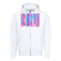 White Pink Easter Brushstrokes Zipper Hoodie - BundleAndBundleShop