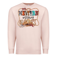 Pale Pink My Western Watching Blanket Premium Sweatshirt - CowhideDigitalArt