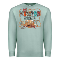 Seafoam My Western Watching Blanket Premium Sweatshirt - CowhideDigitalArt