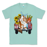 Seafoam Easter truck with bunny sunflowers and eggs Classic Tee - RanaPortraitStore