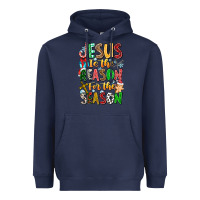 Navy jesus is the reason for the season Heavyweight Hoodie - CowhideDigitalArt