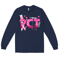 Navy breast cancer pct patient care technician Long Sleeve Tee - texasbilliewilder