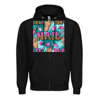 Black nail art hands and polish with turquoise leopard and glitter seamless  Zipper Hoodie - BundleAndBundleShop