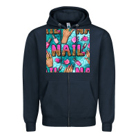 Navy nail art hands and polish with turquoise leopard and glitter seamless  Zipper Hoodie - BundleAndBundleShop