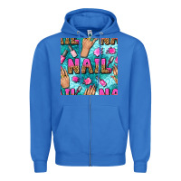 True Royal nail art hands and polish with turquoise leopard and glitter seamless  Zipper Hoodie - BundleAndBundleShop