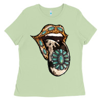 Matcha Turquoise Gemstone Leopard Cowhide Tongue Ladies Tee - Jasminsmagicworld
