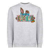 Heather Grey Happy Easter Easter Day Heavyweight Sweatshirt - CowGirlArtShop