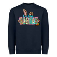 Navy Happy Easter Easter Day Heavyweight Sweatshirt - CowGirlArtShop