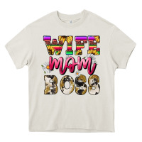 Wife Mom Boss Daisy Heavy Core Tee | Teevron