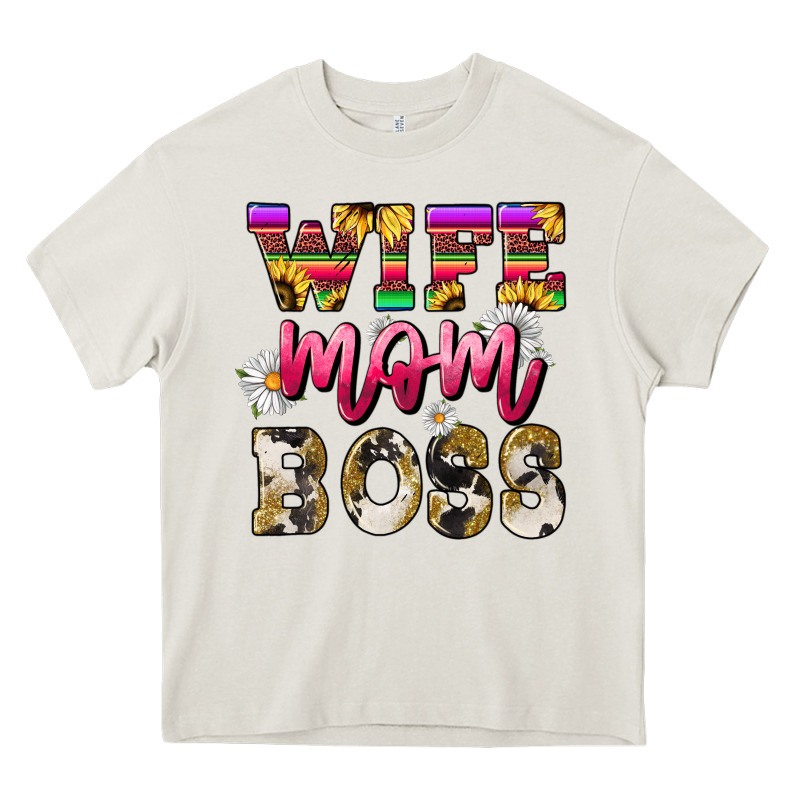 Wife Mom Boss Daisy Heavy Core Tee by NancyCooperArtShop | Teevron