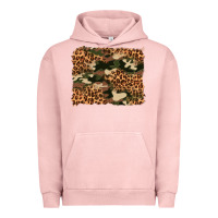 Pigment Salmon camouflage and leopard background Urban Hoodie - Artiststas