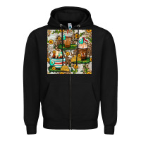 Black cow coffee cups and farm with leopard seamless pattern bbs Zipper Hoodie - BundleAndBundleShop