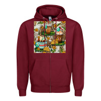 Burgundy cow coffee cups and farm with leopard seamless pattern bbs Zipper Hoodie - BundleAndBundleShop