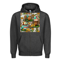 Charcoal Heather cow coffee cups and farm with leopard seamless pattern bbs Zipper Hoodie - BundleAndBundleShop