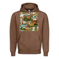 Chestnut cow coffee cups and farm with leopard seamless pattern bbs Zipper Hoodie - BundleAndBundleShop