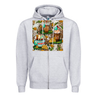 Heather Grey cow coffee cups and farm with leopard seamless pattern bbs Zipper Hoodie - BundleAndBundleShop