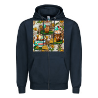 Navy cow coffee cups and farm with leopard seamless pattern bbs Zipper Hoodie - BundleAndBundleShop