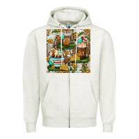 Oatmeal Heather cow coffee cups and farm with leopard seamless pattern bbs Zipper Hoodie - BundleAndBundleShop
