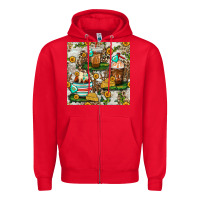 Red cow coffee cups and farm with leopard seamless pattern bbs Zipper Hoodie - BundleAndBundleShop