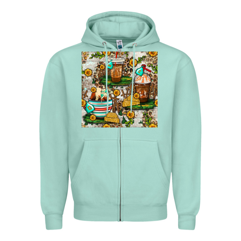 Cow Coffee Cups And Farm With Leopard Seamless Pattern Bbs Zipper Hoodie by BundleAndBundleShop | Teevron