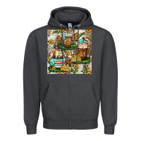 Smoke cow coffee cups and farm with leopard seamless pattern bbs Zipper Hoodie - BundleAndBundleShop