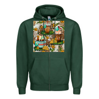 Sports Green cow coffee cups and farm with leopard seamless pattern bbs Zipper Hoodie - BundleAndBundleShop