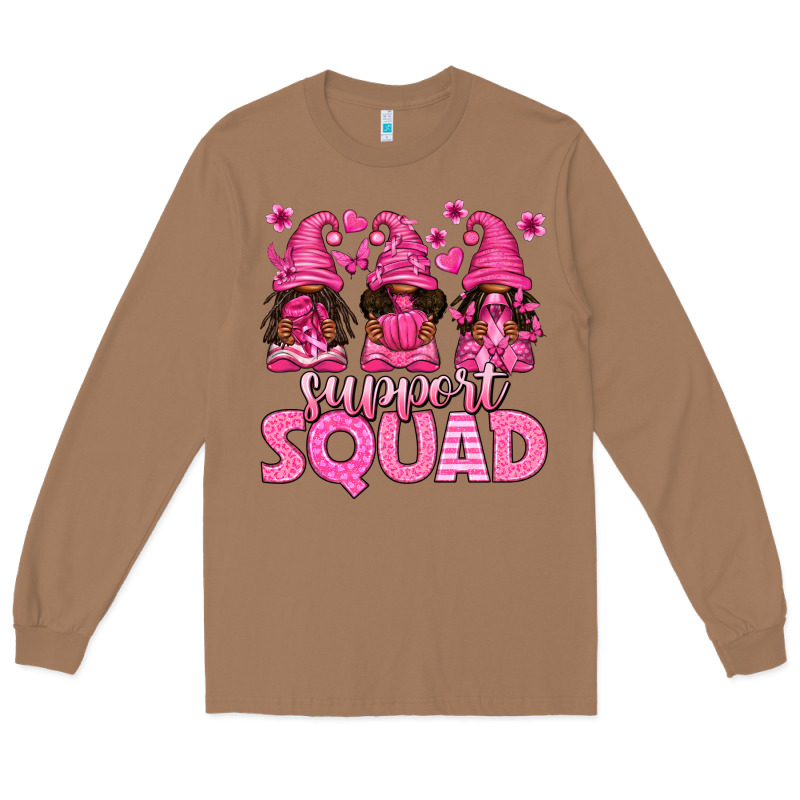 Breast Cancer Afro Gnomies Support Squad Long Sleeve Tee by texasbilliewilder | Teevron