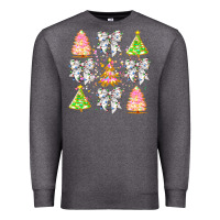 Charcoal Heather Christmas Trees And Bow Premium Sweatshirt - CowhideDigitalArt
