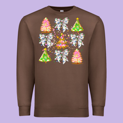 Christmas Trees And Bow Premium Sweatshirt Designed By Cowhidedigitalart