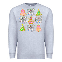 Heather Grey Christmas Trees And Bow Premium Sweatshirt - CowhideDigitalArt