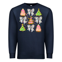 Navy Christmas Trees And Bow Premium Sweatshirt - CowhideDigitalArt