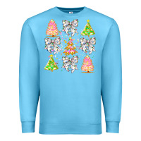 Ocean Blue Christmas Trees And Bow Premium Sweatshirt - CowhideDigitalArt
