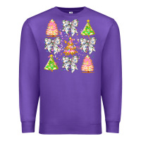 Purple Christmas Trees And Bow Premium Sweatshirt - CowhideDigitalArt