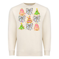Sandshell Christmas Trees And Bow Premium Sweatshirt - CowhideDigitalArt
